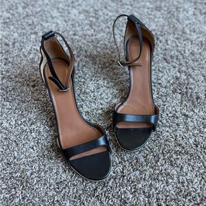 Givenchy black leather ankle strap heels